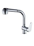 DP bath EXT-0001 wastafelarmatuur, uittrekbaar, met hoge zwenkuitloop, model Alelí, zilver