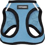 Best Pet Supplies - All Weather Mesh/Plush, Reflective, No Pull Harness for Small, Medium Dogs, Cats - Secure with Hook & Loop Fastener, Buckle, Double D-Rings - Baby Blue/Black Trim, XS