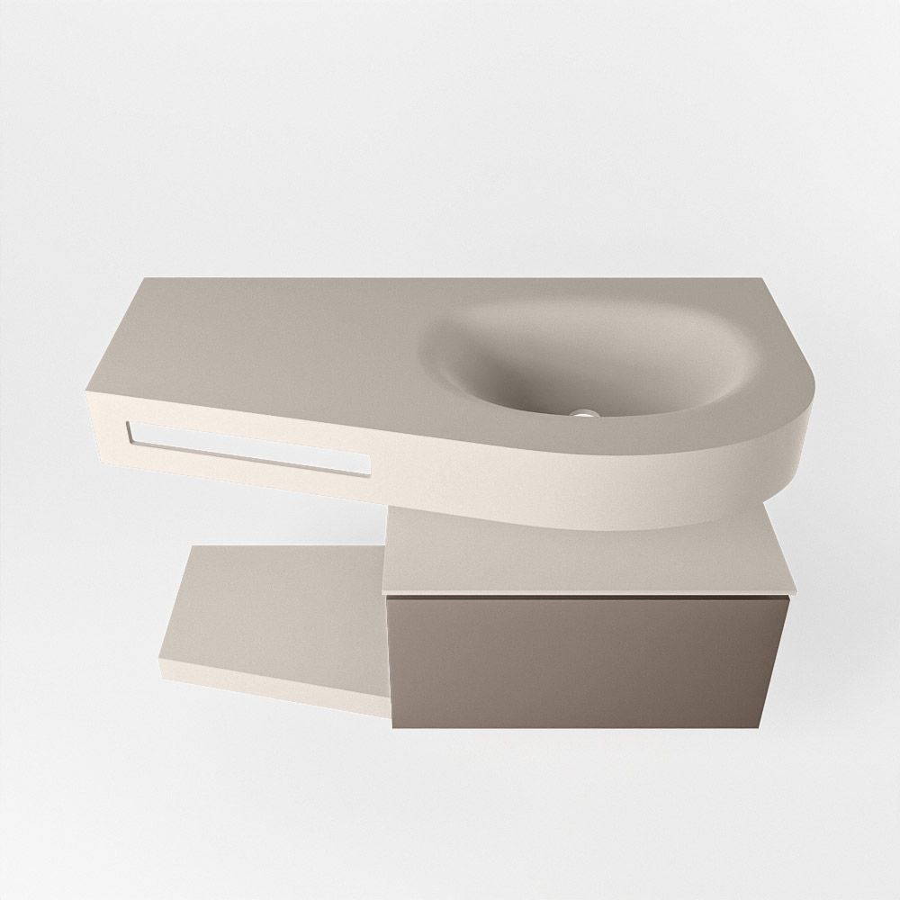 Mondiaz Riva Dulcet badkamermeubel rechts 100 cm linen en smoke