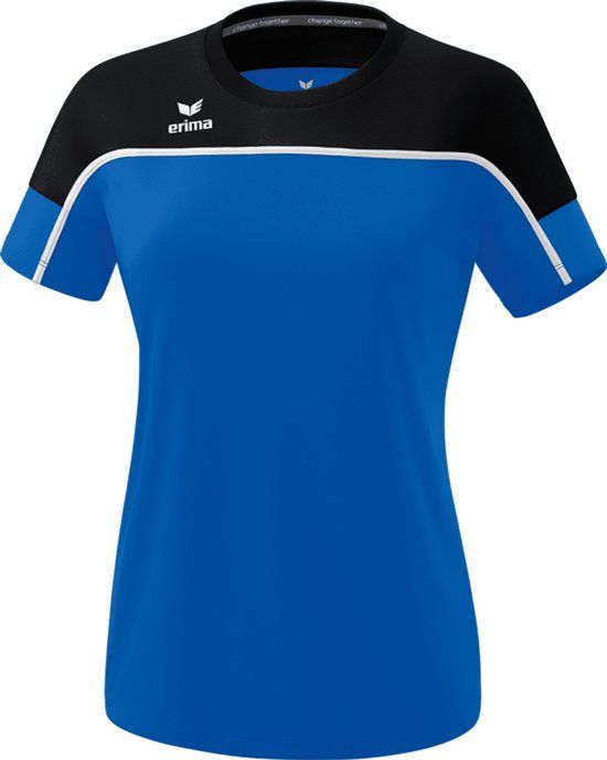 Erima Change T-Shirt Dames - New Royal / Zwart / Wit - Maat 44