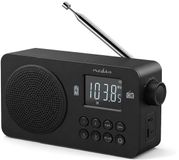 Nedis Radio FM - Modèle portable - FM - Alimenté par batterie / Alimenté par USB - Numérique - 2 W - Diagonale de l'écran : 1,77" - Écran noir et blanc - Bluetooth - Sortie casque - Noir