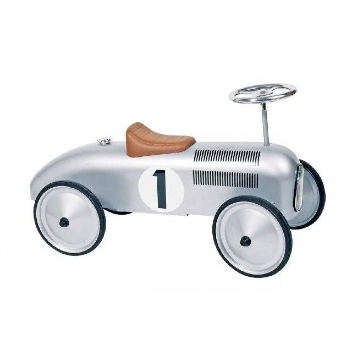 goki Loopauto zilver - Hout - 12-60 maanden