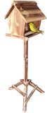 Relaxdays Vogelvoederhuisje op paal - 107 cm - Hout - Bruin