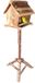 Relaxdays Vogelvoederhuisje op paal - 107 cm - Hout - Bruin