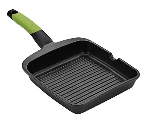 Bra Prior pan, gegoten aluminium met anti-aanbaklaag Teflon Classic met strepen, zwart, 28 cm, geschikt voor alle soorten keuken inclusief inductie. PFOA-vrij.