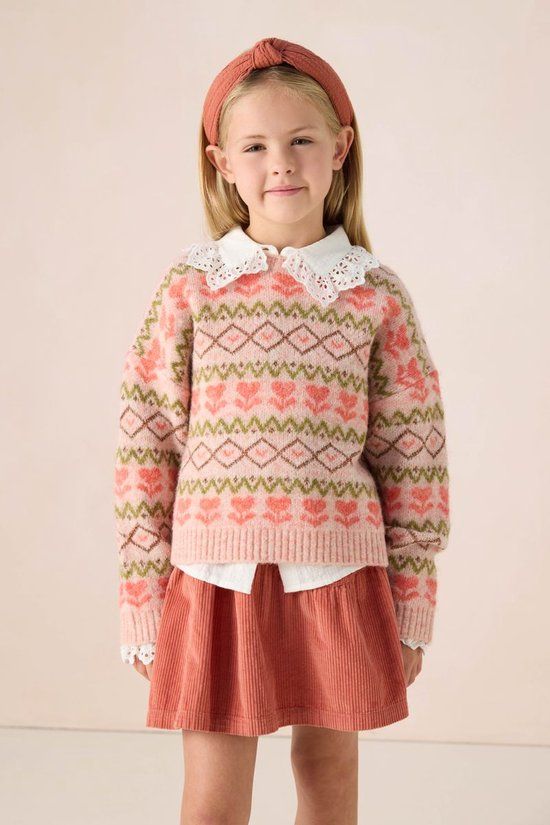 Sissy-Boy Roze jacquard trui met print