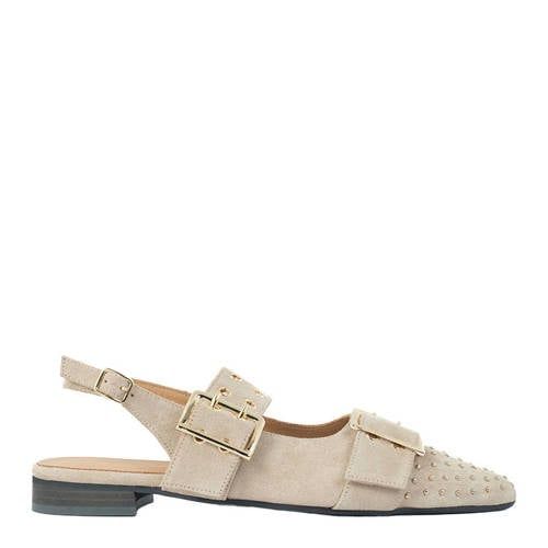 Babouche suède leren slingback loafers beige