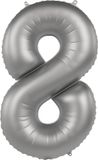 Folat Folieballon Cijfer 8 Moonlight Silver - 86 cm