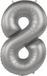 Folat Folieballon Cijfer 8 Moonlight Silver - 86 cm
