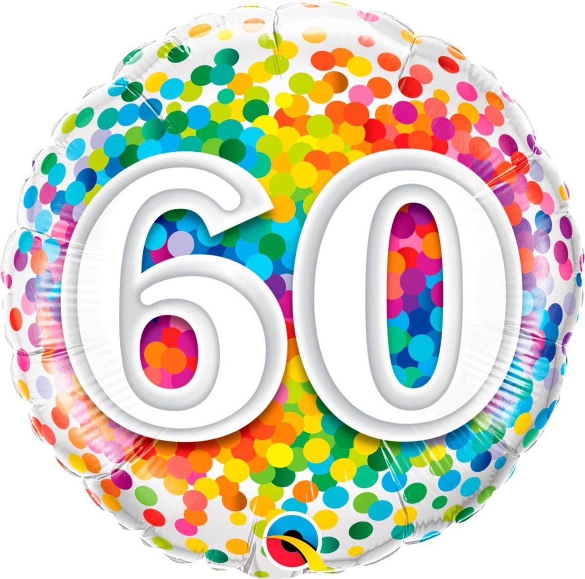Folat Folieballon - 60 Jaar - Regenboog confetti - 43cm - Zonder vulling