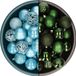 Decoris Kerstballen - 74 stuks - Donkergroen en IJsblauw - 6 cm - Kunststof