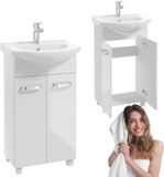 Defra NEVADA - Armoire de salle de bain - Lavabo - Blanc laqué brillant - 2 portes