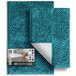Hearth & Harbor Chenille badmat met antislip rubber, machinewasbaar, sneldrogend, 43 x 61 cm, 51 x 81 cm, blauwgroen, 2 stuks