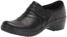 Clarks womens Angie Pearl Loafer, Black Leather, 6.5 US