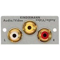 Kindermann 7444000530 Video/Audio RCA (3xCinch) diafragma met kabelbus op bus, 50 x 25 mm zwart