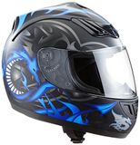 Protectwear H510-11-BL Motorhelm Integraalhelm, mat zwart, met drakenpatroon in blauw, maat: M