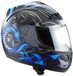 Protectwear H510-11-BL Motorhelm Integraalhelm, mat zwart, met drakenpatroon in blauw, maat: M