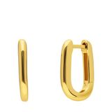 Lucardi Dames Zilveren ovalen oorringen goldplated