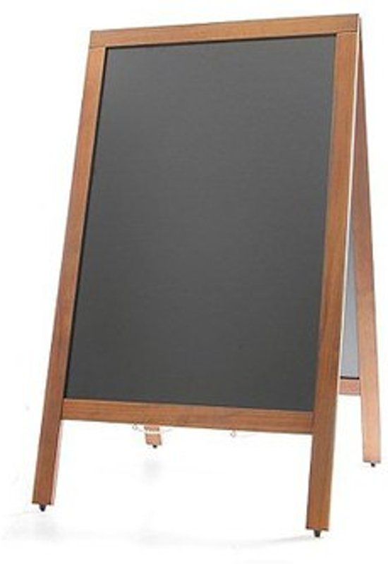 Hendi Krijt- Stoepbord met Houten Lijst 50x85cm - RVS