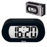 Fisura Digitale wekker, zwart, digitale wekker met led-display, 12/24 uur met achtergrondverlichting, slaapkamerklok met batterijen (3 AAA-batterijen niet inbegrepen)