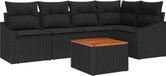 Banc de jardin 6 pièces poly rotin noir