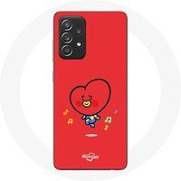 Maniacase Hoesje voor Samsung Galaxy A52 BTS Bangtan Boys BT21 TATA V Rode Achtergrond