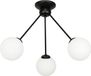 LINDOS Plafondlamp met zwarte lampenkap en glazen bolletjes, model 14-852