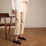 Manfield - Dames - Zwarte leren slingbacks - Maat 37
