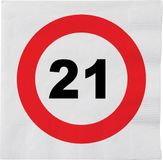 Merkloos Stopbord servetten 21 jaar
