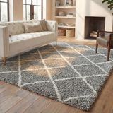 Safavieh Shaggy Tapijt, SGH281, Geweven Polypropyleen, Transctioneel, 243 X 304 cm, Grijs/Ivoor