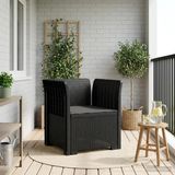 vidaXL Fauteuil 1-zits met Kussen Rieten Look PP Antraciet