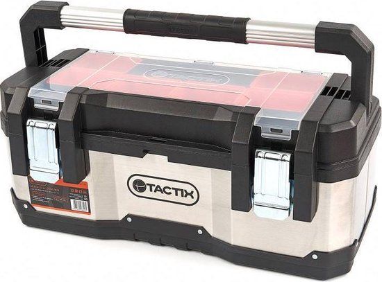Tactix Professionele RVS Gereedschapskoffer Met Uitneembare Opbergbakjes