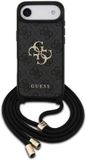 Coque arrière - iPhone 17 Air - Zwart - Luxe monogram - Inclusief koord voor handsfree gebruik