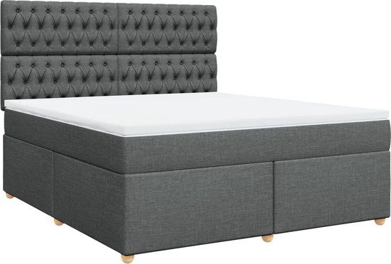vidaXL Boxspring met matras stof donkergrijs 180x200 cm