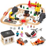Mamabrum Draadloze Houten Treinset - Stad en Speelplezier