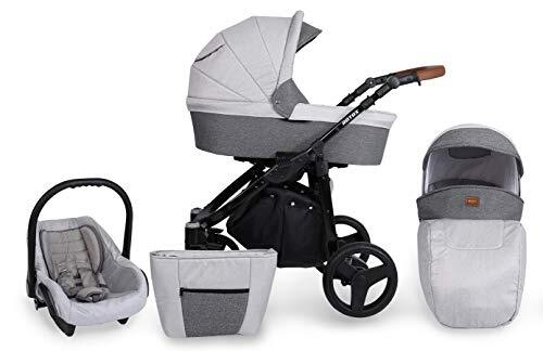 Lux4Kids Kinderwagen 3in1 2in1 Isofix kinderwagen set + accessoires Kleurselectie Rotax Black van ChillyKids Silver 03 3in1 (inclusief autostoeltje)