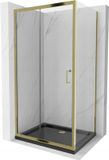 Mexen Apia cabine de douche porte coulissante 120 x 70 cm, transparent, or + bac à douche plat, noir