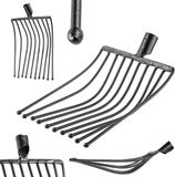 KADAX Aardappelvork zonder steel, raapvork van robuust staal, steenvork, aardappelvork, steenvork, draadvork, spatvork, hooivork, grafvork (zwart 10 tanden)