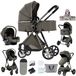 Poussette 3-en-1 combinée Gris foncé