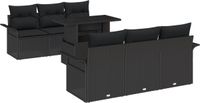 vidaXL Tuinbank Set 7-delig Zwart Poly Rotan