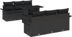 vidaXL Tuinbank Set 7-delig Zwart Poly Rotan