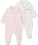 Vertbaudet Set van 2 geribd fluwelen babyslaappakjes met opening voor rozen