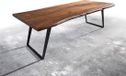 DELIFE Table à manger Edge acacia brun 260x100 XL métal incliné Live-Edge