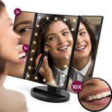 Gadgy Make Up Spiegel – Spiegel Verlichting 10x vergroting - Cosmetica Spiegel - Scheerspiegel - Staand met 2 Vergrootspiegels - op Batterijen of USB (kabel incl) - Cadeau voor Vrouw - Cadeautje voor Haar
