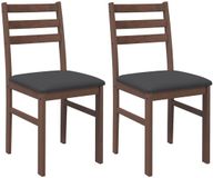 vidaXL Eetkamerstoelen met kussens, 2 stuks, massief hout, rubber, bruin