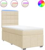 vidaXL Boxspring met matras stof crèmekleurig 80x200 cm