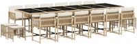 vidaXL 17-delige tuinset met kussens, beige, van polyrotan