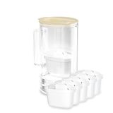 Wessper Waterfilterkan Glazen met LED-indicatorr, 2 liter, 5 filter - Beige