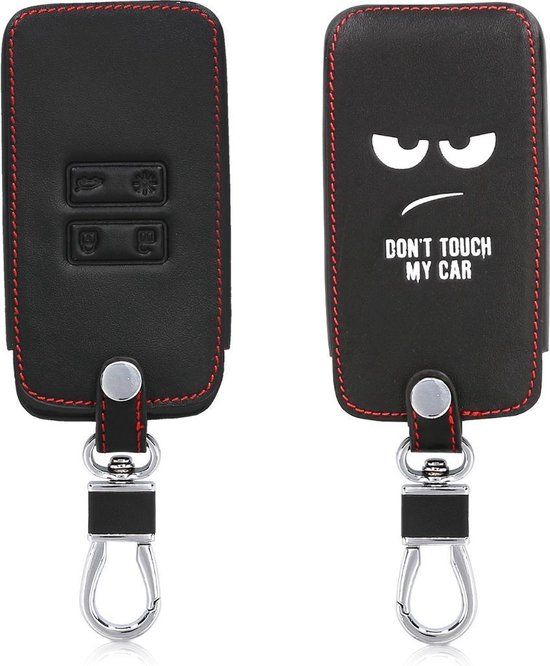 kwmobile autosleutelhoes geschikt voor Renault 4-knops Smartkey autosleutel (alleen Keyless Go) - Hoesje van imitatieleer in wit - Don't Touch My Car design