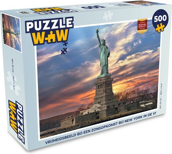 MuchoWow Puzzel Vrijheidsbeeld bij een zonsopkomst Bij New York in de VS - Legpuzzel - Puzzel 500 stukjes